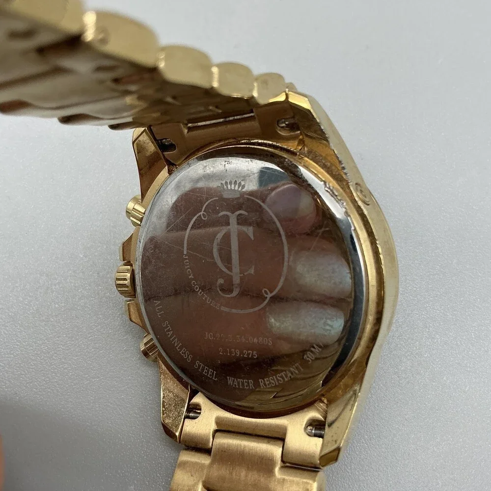 Juicy Couture Stella Womens Watch 40mm Gold Tone Rainbow Crystal New Battery 7